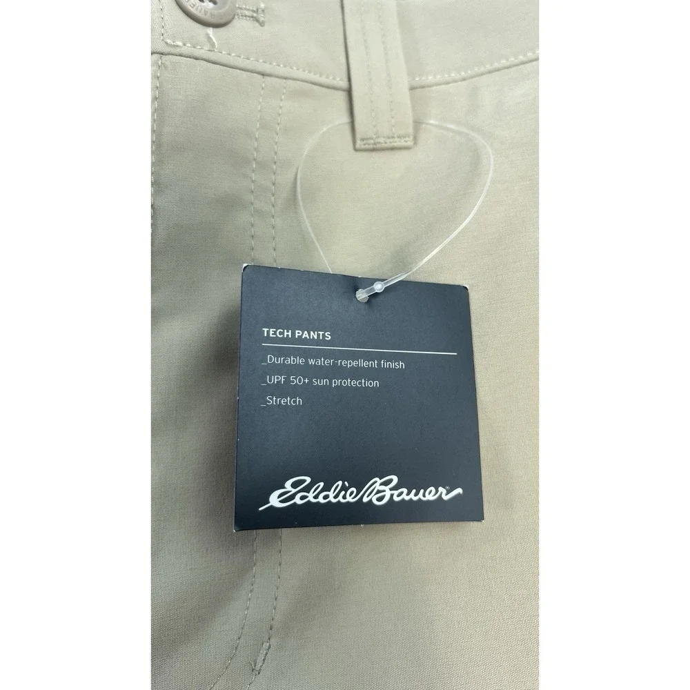 NEW Eddie Bauer Tech Pants Men's 36x30 Khaki Water Repellent UPF50 Stretch